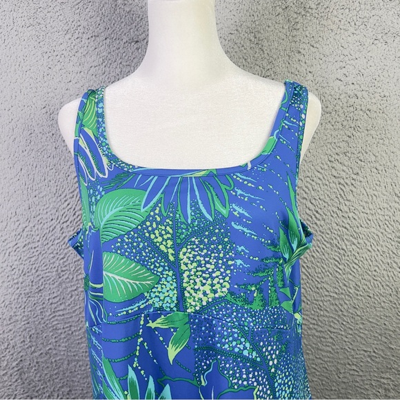 Columbia Freezer III PFG Dress Womens XL Blue Sleeveless Floral Tropical Cooling - Picture 2 of 9